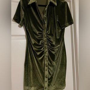 Olive green button down dress